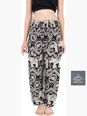 Rayon Harem Yoga Pants Smocked Waist Loose Fit Summer Active Wear